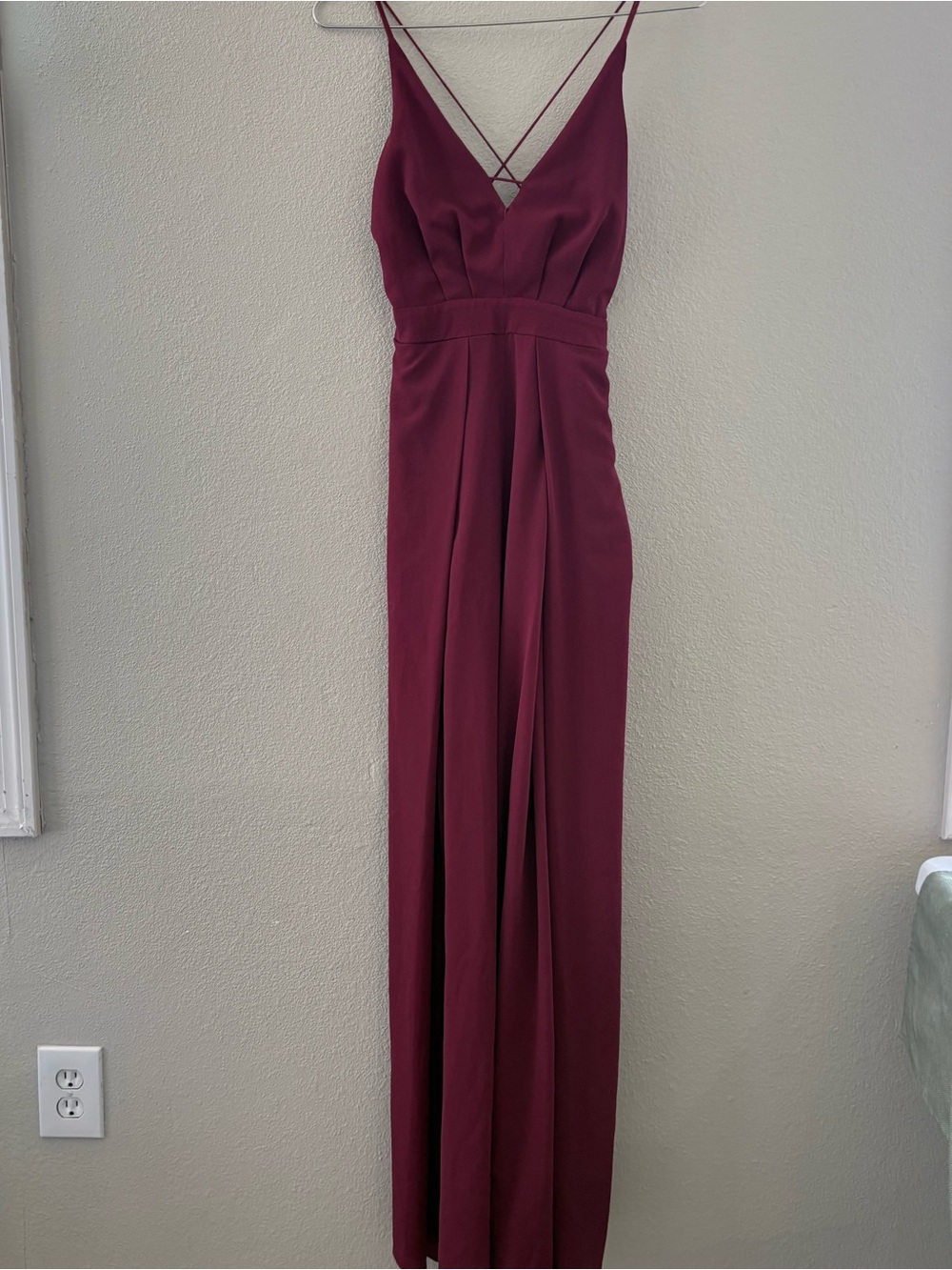 Luxxel Burgundy V-Neck Spaghetti-Strap Jumpsuit